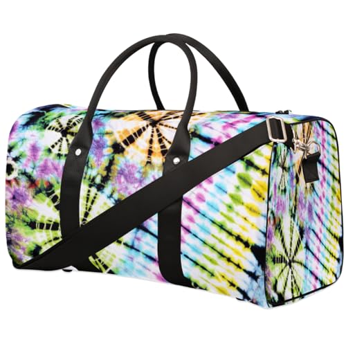 Tie Dye Thema Reise Duffle Bag für Männer Frauen Abstrakte Kunst Übernachtung Weekender Tasche Faltbare Reise Duffel Bag Große Sport Gym Bag Wasserdicht Gepäck Tragetasche Reißfest, Mehrfarbig, 17.4 x von Yzrwebo