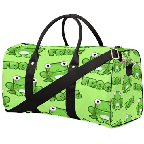 Tier Cartoon Frosch Reise Duffle Bag für Männer Frauen Frosch Muster Übernachtung Weekender Tasche Faltbare Reise Duffel Bag Große Sport Gym Bag Wasserdichte Gepäck Tote Bag Tear Resistant, von Yzrwebo