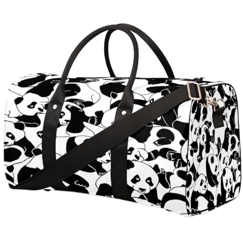 Tier Panda Reise Duffle Bag für Männer Frauen Pandas Muster Übernachtung Weekender Tasche Faltbare Reise Duffel Bag Große Sport Gym Bag Wasserdicht Gepäck Tote Bag Tear Resistant, Mehrfarbig, 17.4 x von Yzrwebo