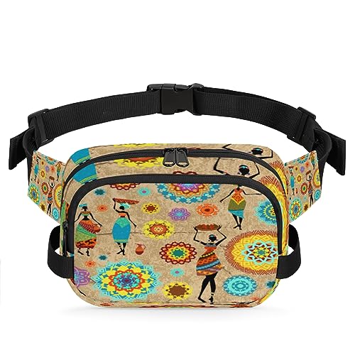 Tribe Mandala Bauchtasche Gürteltasche für Damen Mann Afrikanische Frau Hüfttasche Mode Crossbody Tasche Hüfte Bauchtasche mit verstellbarem Gurt für Outdoor Workout Casual Reisen Laufen Wandern von Yzrwebo