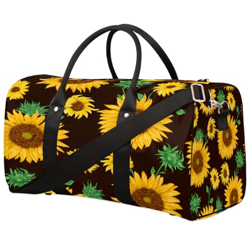 Vintage Sonnenblume Reise Duffle Bag für Männer Frauen Gelb Floral Übernachtung Weekender Tasche Faltbare Reise Duffel Bag Große Sport Gym Bag Wasserdicht Gepäck Tragetasche Reißfest, Mehrfarbig, 17.4 von Yzrwebo