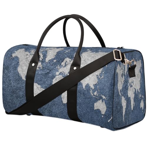 Weltkarte Reise Duffle Bag für Männer Frauen Weltkarte Malerei Übernachtung Weekender Tasche Faltbare Reise Duffel Bag Große Sport Gym Bag Wasserdicht Gepäck Tote Bag Tear Resistant, Mehrfarbig, 17.4 von Yzrwebo