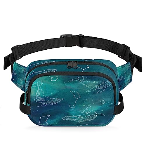 Whale Constellation Fanny Packs Gürteltasche für Frauen Mann Weltraum Sterne Hüfttasche Mode Crossbody Tasche Hüfte Bauchtasche mit verstellbarem Gurt für Outdoor Workout Casual Reisen Laufen Wandern von Yzrwebo