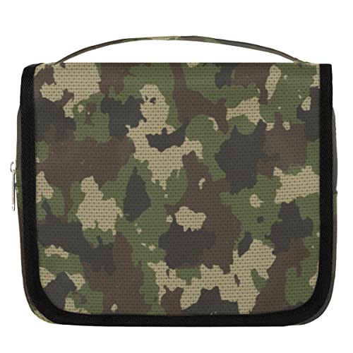 Yzrwebo Camo H?ngende Reise-Kulturtasche f¨¹r Frauen, abstrakte Camouflage, tragbare Reise-Make-up-Tasche, wasserabweisende Reisetasche und Organizer, Kosmetikbeutel, Zubeh?r, Mehrfarbig/Meereswellen von Yzrwebo