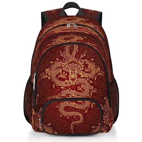 Yzrwebo Chinesischer Drachen-Rucksack für Damen und Herren, cooler Drache, leichter Rucksack mit mehreren Taschen, Laptop, iPad, Tablet, Reise, Sporttasche, lässiger Tagesrucksack, verstellbare von Yzrwebo