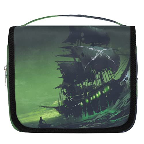 Yzrwebo Sea Pirate Boot H?ngende Reise-Kulturbeutel f¨¹r Frauen, Nachtboot, tragbare Reise-Make-up-Tasche, wasserabweisende Reisetasche und Organizer-Kulturbeutel f¨¹r Kosmetikartikel, Zubeh?r von Yzrwebo