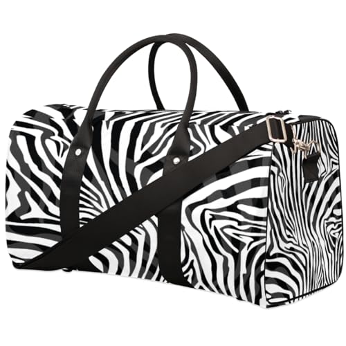 Zebra Print Travel Duffle Bag for Men Women Zebra Overnight Weekender Bag Foldable Travel Duffel Bag Large Sports Gym Bag Waterproof Luggage Tote Bag Tear Resistant, Mehrfarbig, 17.4 x 8.3 x 9.5 von Yzrwebo