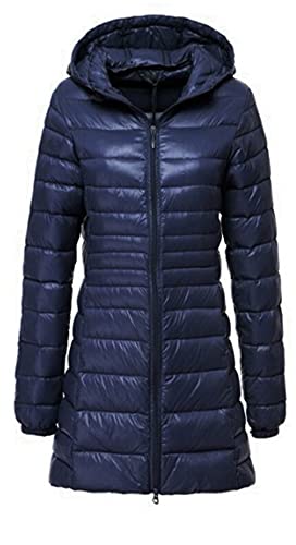 7xl 8xl Plus Lange Daunenjacke Frauen Winter Ultraleichte Daunenjacke mit Kapuze Daunenmantel, navy, 6X-large von Z-BAIBAO