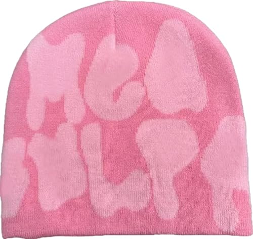 Z-Jeris Y2k Damen Y2k Accessories Y2k Beanie Mütze Slouchy Beanie Strickmützen Totenkopf Mützen für Frauen, Pink, Einheitsgröße von Z-Jeris