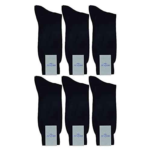 Z ZENZERO' 1959-6 Paar Herren Socken mit mittlerer Wadenlänge - Für jeden Gebrauch - Unifarben - Mercerisierte, rasierte Baumwolle (Blau, 44-46) von Z ZENZERO' 1959