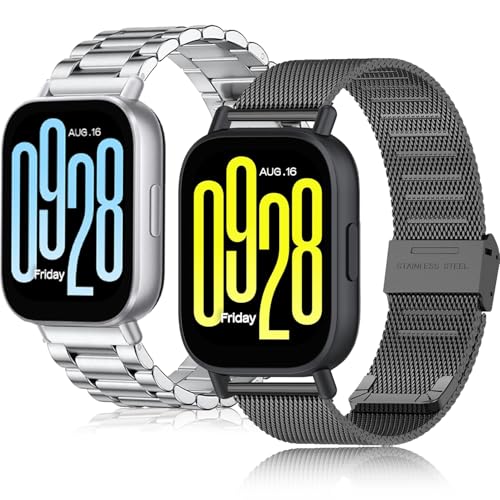 Z.DuDuZAZA 2er-Pack Armbänder kompatibel mit Xiaomi Redmi Watch 5 Active / 5 Lite, robustes Edelstahl-Ersatzarmband, Metallbänder für Damen und Herren (Pack-E) von Z.DuDuZAZA