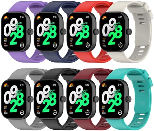 Z.DuDuZAZA Armbänder für Xiaomi Redmi Watch 4, Armbänder für Damen und Herren, 12 Stück, weiches Silikon, Ersatzarmbänder, kompatibel mit Xiaomi Watch 4 (8 Stück) von Z.DuDuZAZA