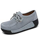 Z.SUO Damen Casual Mokassins Wildleder Bequem Schuhe Halbschuhe Freizeit(36 EU,Grau) von Z.SUO