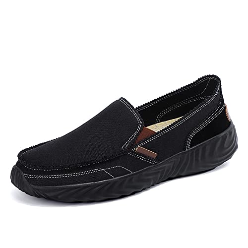 Herren Canvas Loafer Deckschuhe Leichte Schuhe mit weicher Sohle for Reisen im Freien, Fahren, Angeln (Farbe : Black, Size : 39 EU) von ZAANHA