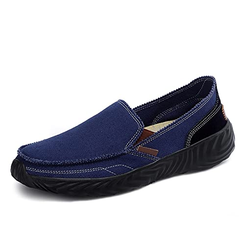 Herren Canvas Loafer Deckschuhe Leichte Schuhe mit weicher Sohle for Reisen im Freien, Fahren, Angeln (Farbe : Blue, Size : 39 EU) von ZAANHA