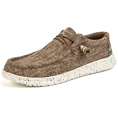 ZAANHA Herren-Slipper, Freizeitschuhe, Herren-Bootsschuh, rutschfeste, lässige Loafer, Flache Outdoor-Sneakers (Farbe : Brown, Size : 46 EU) von ZAANHA