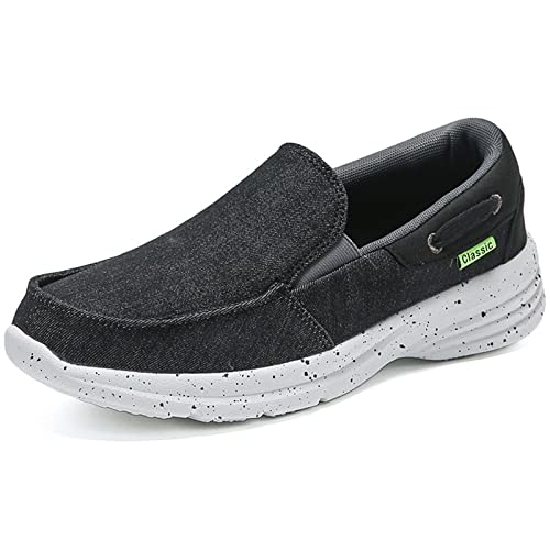 ZAANHA Slip-On-Schuhe for Herren Low-Top-Canvas-Loafer-Schuhe mit Gummisohle for Gehen, Fahren, Angeln (Farbe : Black, Size : 42 EU) von ZAANHA