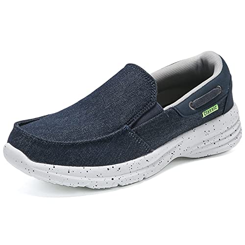 ZAANHA Slip-On-Schuhe for Herren Low-Top-Canvas-Loafer-Schuhe mit Gummisohle for Gehen, Fahren, Angeln (Farbe : Blue, Size : 44 EU) von ZAANHA