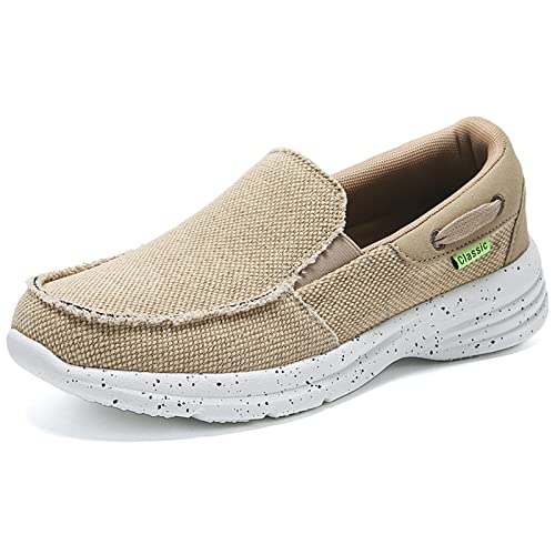 ZAANHA Slip-On-Schuhe for Herren Low-Top-Canvas-Loafer-Schuhe mit Gummisohle for Gehen, Fahren, Angeln (Farbe : Khaki, Size : 39 EU) von ZAANHA