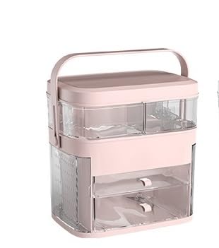 ZAANU Kosmetiktasche mit Spiegel, Make-up-Tasche, große Reise-Kulturtasche, professioneller tragbarer Make-up-Pinselhalter, Organizer mit verstellbaren Trennwänden und LED-Licht /8 (Color : Pink) von ZAANU
