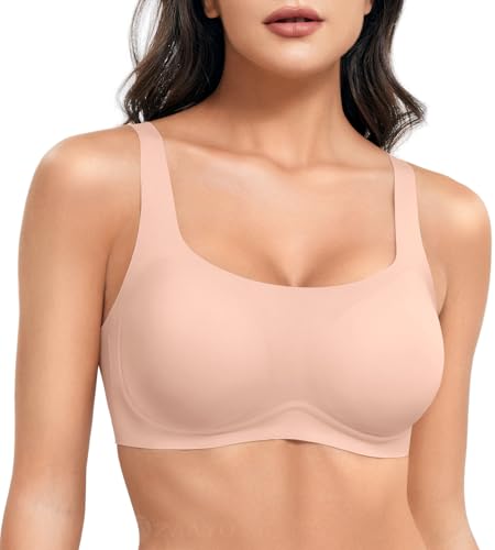 ZAAYO BH Damen Ohne Bügel Vollschalen Gepolstert Bustier Nahtlose Push Up Quadratischer Ausschnitt BH Starker Halt Gepolstert Bralette T-Shirts Bra mit Zusätzlicher Bra Verlängerung Skin L von ZAAYO