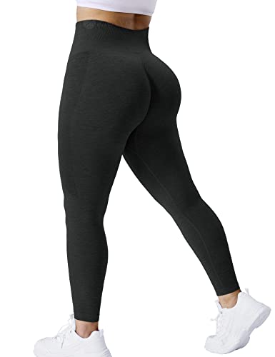 ZAAYO Damen Blickdichte Sport Leggings Mit Booty Scrunch Butt Push Up Seamless Fitnesshose Hohe Taille Sporthose Gym Hosen Schwarz X-Small von ZAAYO