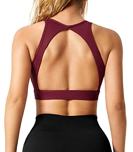 ZAAYO Damen Sport BH Nahtloser mit Polstern Leichtes Backless Joggen Yoga Jumping Fitness Bra Kaffee X-Small von ZAAYO