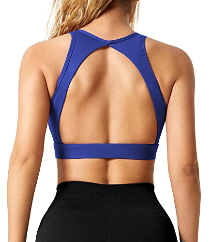 ZAAYO Damen Sport BH Nahtloser mit Polstern Leichtes Backless Joggen Yoga Jumping Fitness Bra Sapphire X-Small von ZAAYO