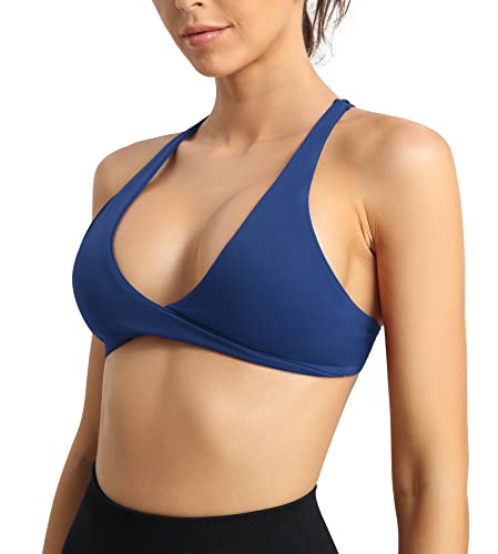 ZAAYO Damen Sport BH Push Up Fitness Oberteil Gepolstertes Bustier Sexy Yoga BHS Blau Medium von ZAAYO