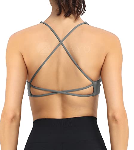 ZAAYO Damen Sport BH Push Up Fitness Oberteil Gepolstertes Bustier Sexy Yoga BHS Grau X-Small von ZAAYO