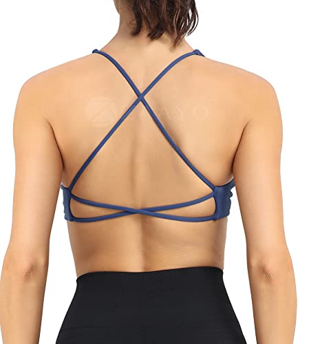 ZAAYO Damen Sport BH Push Up Fitness Oberteil Gepolstertes Bustier Sexy Yoga BHS Marine Large von ZAAYO