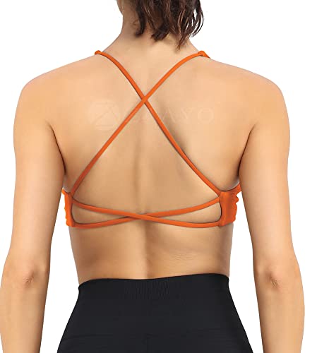 ZAAYO Damen Sport BH Push Up Fitness Oberteil Gepolstertes Bustier Sexy Yoga BHS Orange Large von ZAAYO