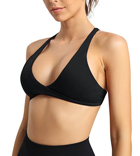 ZAAYO Damen Sport BH Push Up Fitness Oberteil Gepolstertes Bustier Sexy Yoga BHS Schwarz Medium von ZAAYO