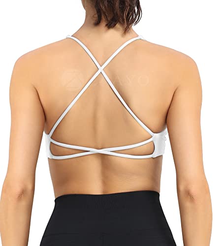 ZAAYO Damen Sport BH Push Up Fitness Oberteil Gepolstertes Bustier Sexy Yoga BHS Weiß Large von ZAAYO