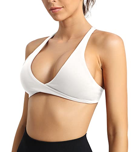 ZAAYO Damen Sport BH Push Up Fitness Oberteil Gepolstertes Bustier Sexy Yoga BHS Weiß Large von ZAAYO