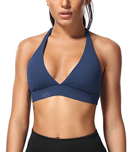 ZAAYO Damen Sport BH Push Up Fitness Oberteil Gepolstertes Rückenfrei Bustier Sexy Yoga Bra Marine X-Small von ZAAYO