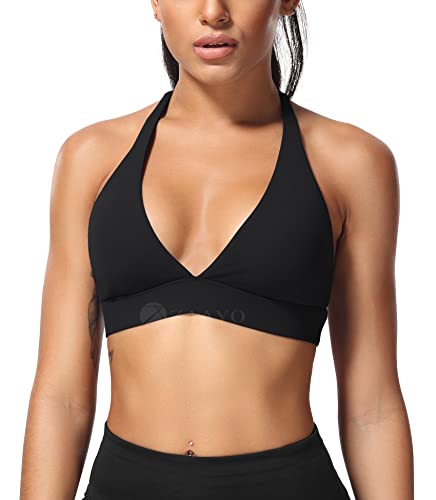 ZAAYO Damen Sport BH Push Up Fitness Oberteil Gepolstertes Rückenfrei Bustier Sexy Yoga Bra Schwarz X-Small von ZAAYO