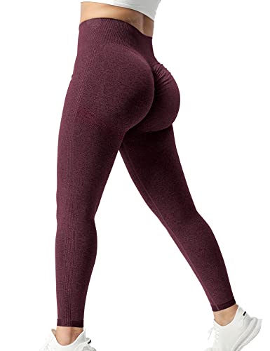 ZAAYO Damen Sport Gym Leggings Scrunch Butt Lifting Push Up Seamless Yoga Pants Fitness Workout Leggings Berry M von ZAAYO