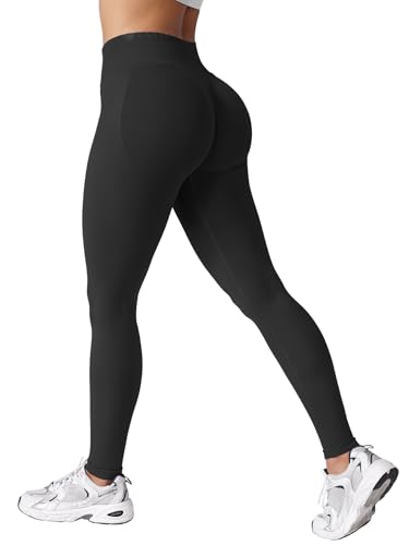 ZAAYO Damen Sport Leggings Nahtlose Scrunch Butt Leggings High Waist Booty Lifting Po Push Up Gym Sporthose Schwarz S von ZAAYO