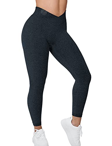 ZAAYO Damen Sport Leggings V-Taille Tie Dye Scrunch Butt Booty Slim Fit Seamless Fitness Gym Pants Workout Sporthose Yoga Hose Tibetisches Blau Large von ZAAYO