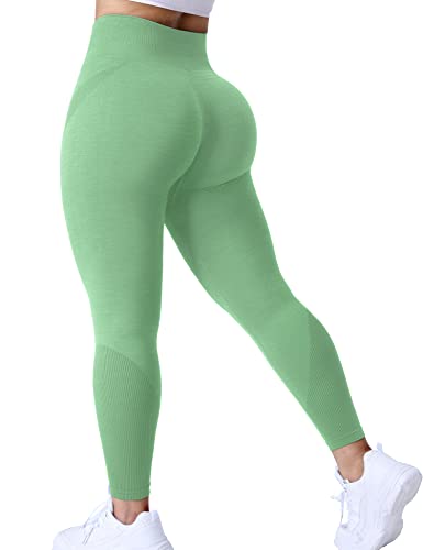 ZAAYO Damen Sport Ozone Leggings Gym Fitness Seamless Kniebeugensichere Yogahose Mit Hoher Taille Light Green Large von ZAAYO