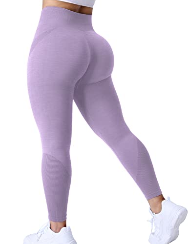 ZAAYO Damen Sport Ozone Leggings Gym Fitness Seamless Kniebeugensichere Yogahose Mit Hoher Taille Lila Medium von ZAAYO