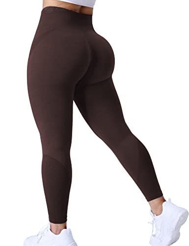 ZAAYO Damen Sport Ozone Leggings Gym Fitness Seamless Kniebeugensichere Yogahose Mit Hoher Taille Schokolade L von ZAAYO