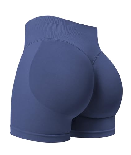 ZAAYO Damen Sport Shorts 3.6" Invisible Scrunch Butt Lifting Gym Workout Short Hoch Taille Yoga Short Nahtlose Booty Biker Shorts Blau Grau XL ZAAYO Damen Sport Shorts 3.6" Invisible Scrunch Butt Lifting Gym Workout Short Hoch Taille Yoga Short Nahtlose Booty Biker Shorts Blau Grau XL von ZAAYO
