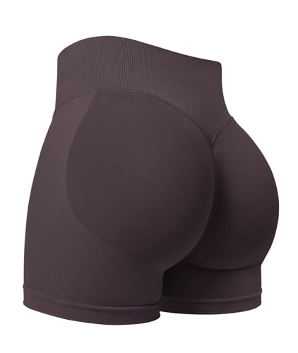 ZAAYO Damen Sport Shorts 3.6" Invisible Scrunch Butt Lifting Gym Workout Short Hoch Taille Yoga Short Nahtlose Booty Biker Shorts Dunkelbraun XS von ZAAYO