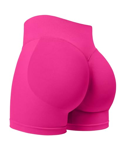ZAAYO Damen Sport Shorts 3.6" Invisible Scrunch Butt Lifting Gym Workout Short Hoch Taille Yoga Short Nahtlose Booty Biker Shorts Rose M von ZAAYO