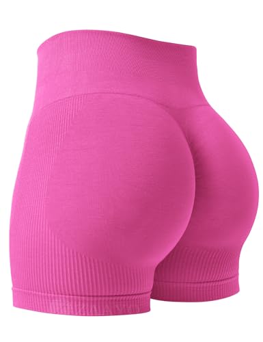 ZAAYO Damen Sport Shorts 5" Gym Shorts Booty Scrunch High Wasit Sporthose Kurz Leggings Workout Shorts Push Up Radlershorts Fitness Fuchsia Rosa M von ZAAYO