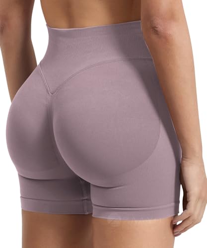 ZAAYO Damen Sport Shorts Invisible Scrunch Workout Auswirkungen Short 4.5 "Scrunch Butt Lifting Gym Short Nahtlose Booty Biker Shorts Mokka S von ZAAYO