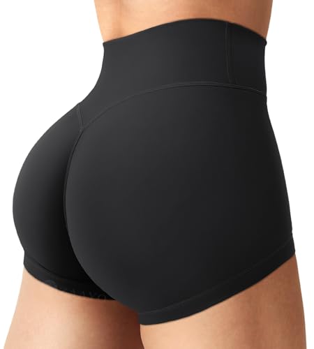 ZAAYO Damen Sport Shorts Invisible Scrunch Workout Gym Shorts Hohe Taille Short Push Up Yoga Short Biker Running Kurze Hosen Schwarz XL von ZAAYO