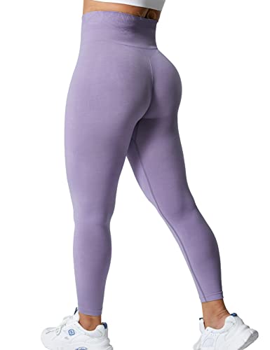 ZAAYO Gym Leggings Damen Push Up Sport Fitness Booty Seamless Hohe Bund Leggings Lila M von ZAAYO